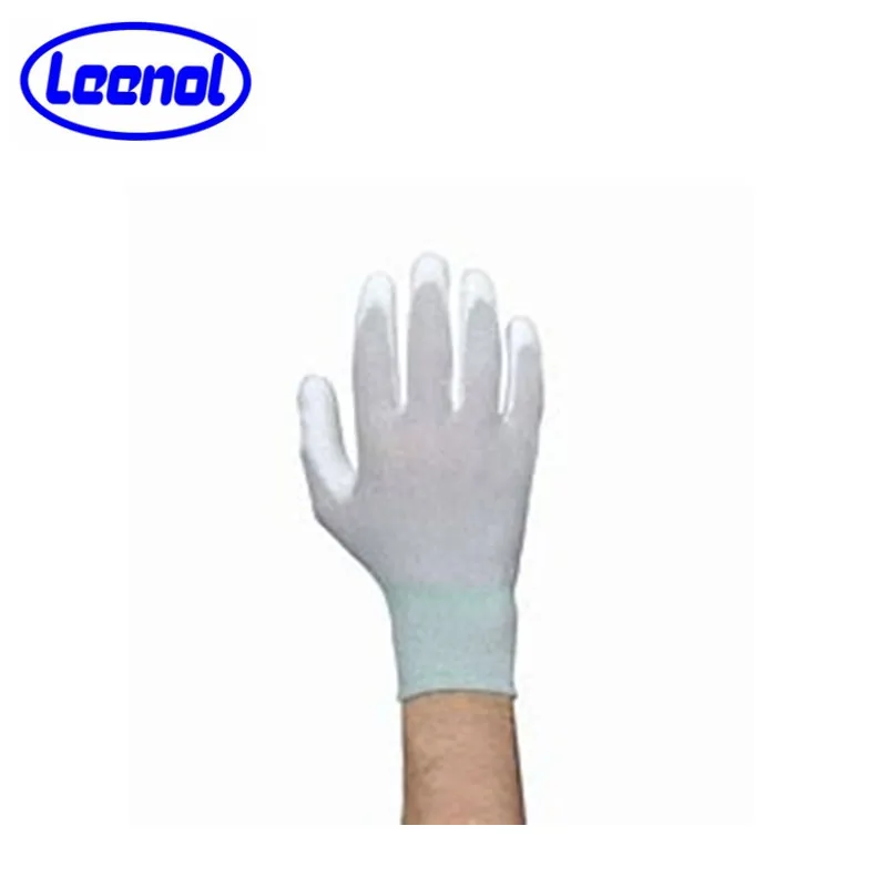 Make in China ESD Nylon White PU Finger Coating Top Fit Glove