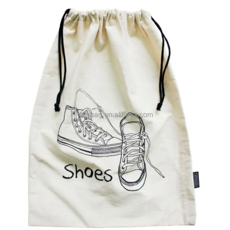 Custom logo cotton print luxury women shoe drawstring dust bag