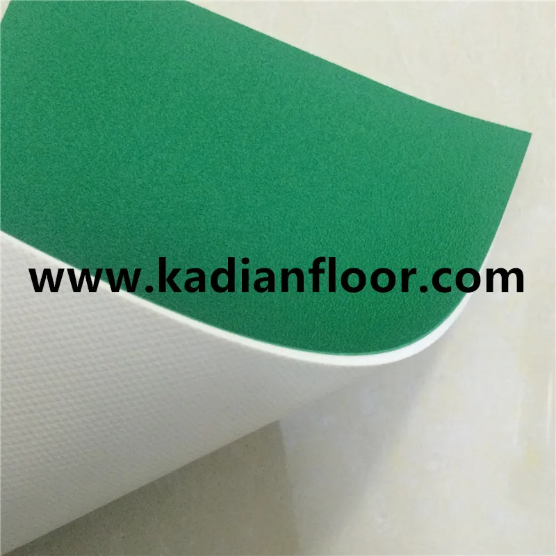 
green color indoor badminton court floor BWF approval pvc vinyl floor 