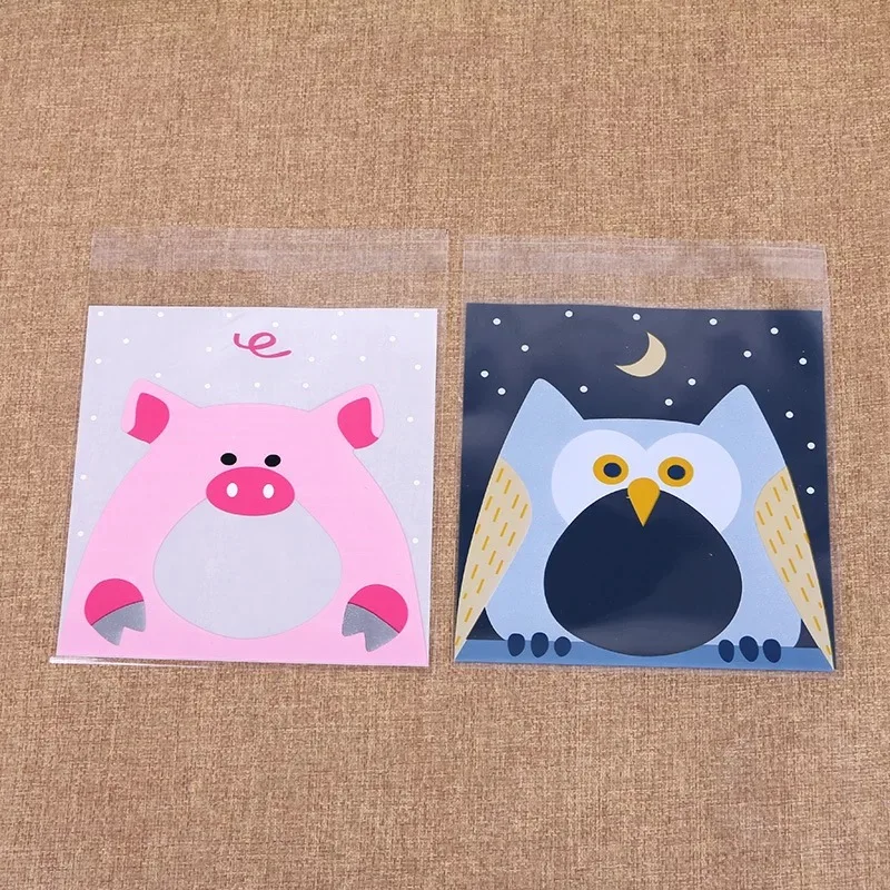 Party Supplies Cute Cookie Biscuit Plastic Gift Bags Sweet Decorative Candy Self-adhesive packaging Bags