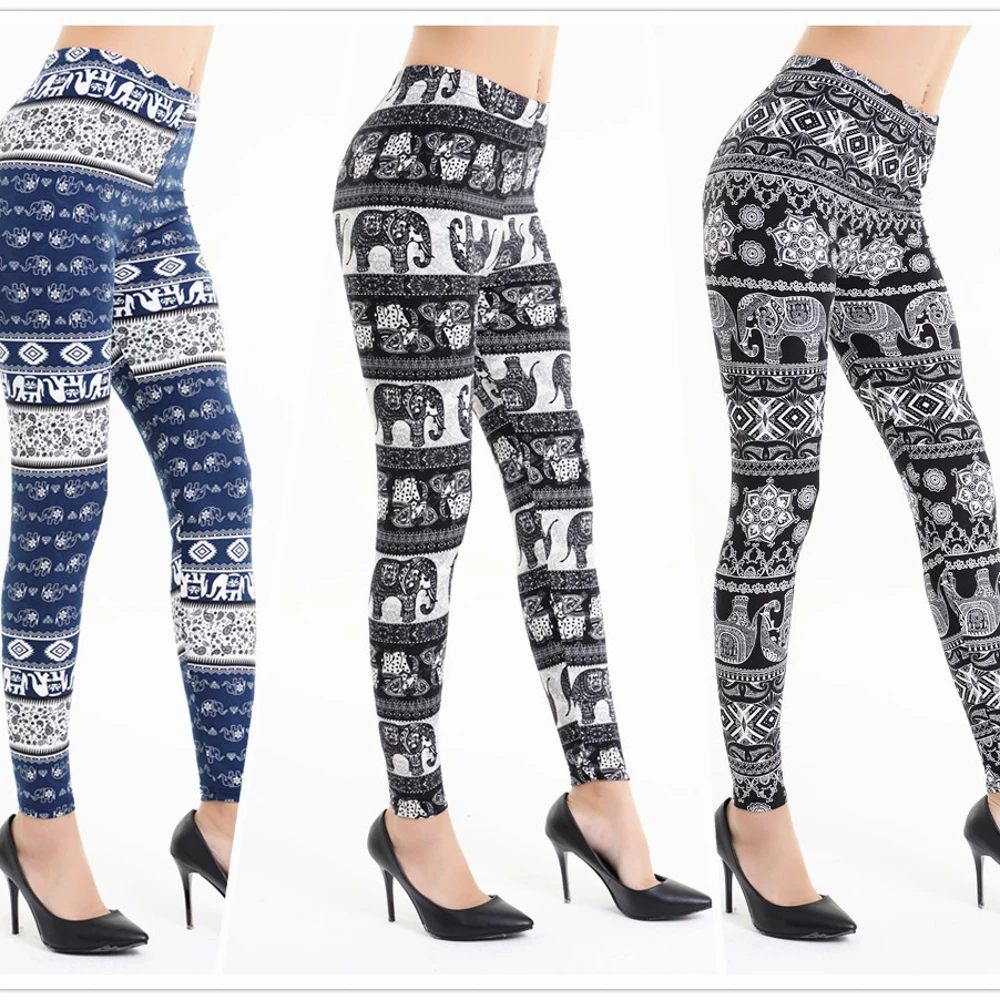 wholesale xl brushed leggings elephant design plus size milk tights women leggings
