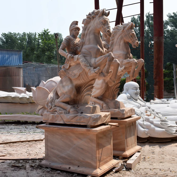 Hand carved saddlemen yamatoman sculpture in stock stone figure statues for sale