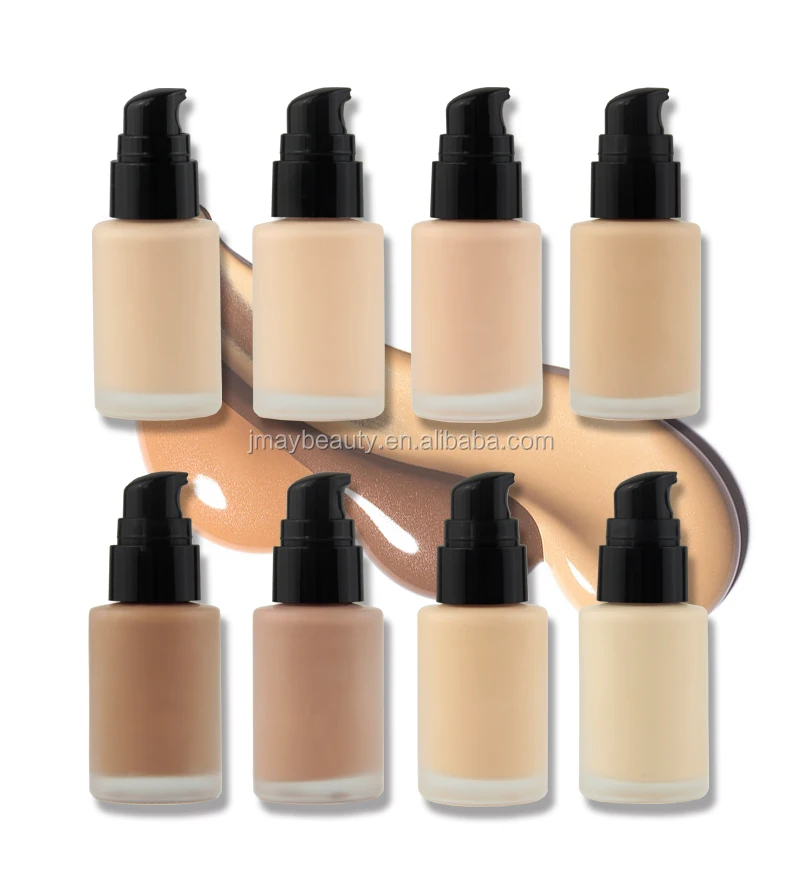 OEM bases para cara en maquillaje 8 color liquid Makeup Foundation waterproof make your own brand with low moq
