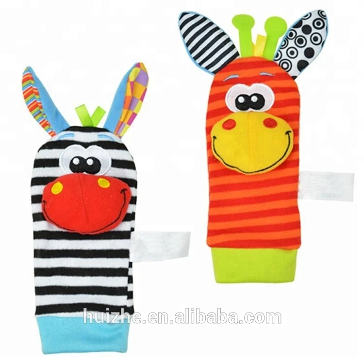 2017Hot Sale Newborn Baby Rattles Stuffed Toys Animal Socks Wrist Strap Education Toy For Toddlers Baby Socks
