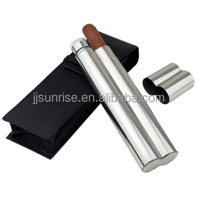 hot sale custom twin tube Stainless Steel Cigar Tube flask