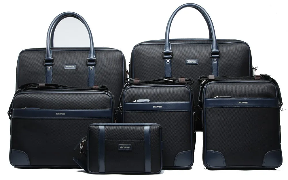 Classic designer microfiber nylon leather waterproof briefcase computer laptop bag for males