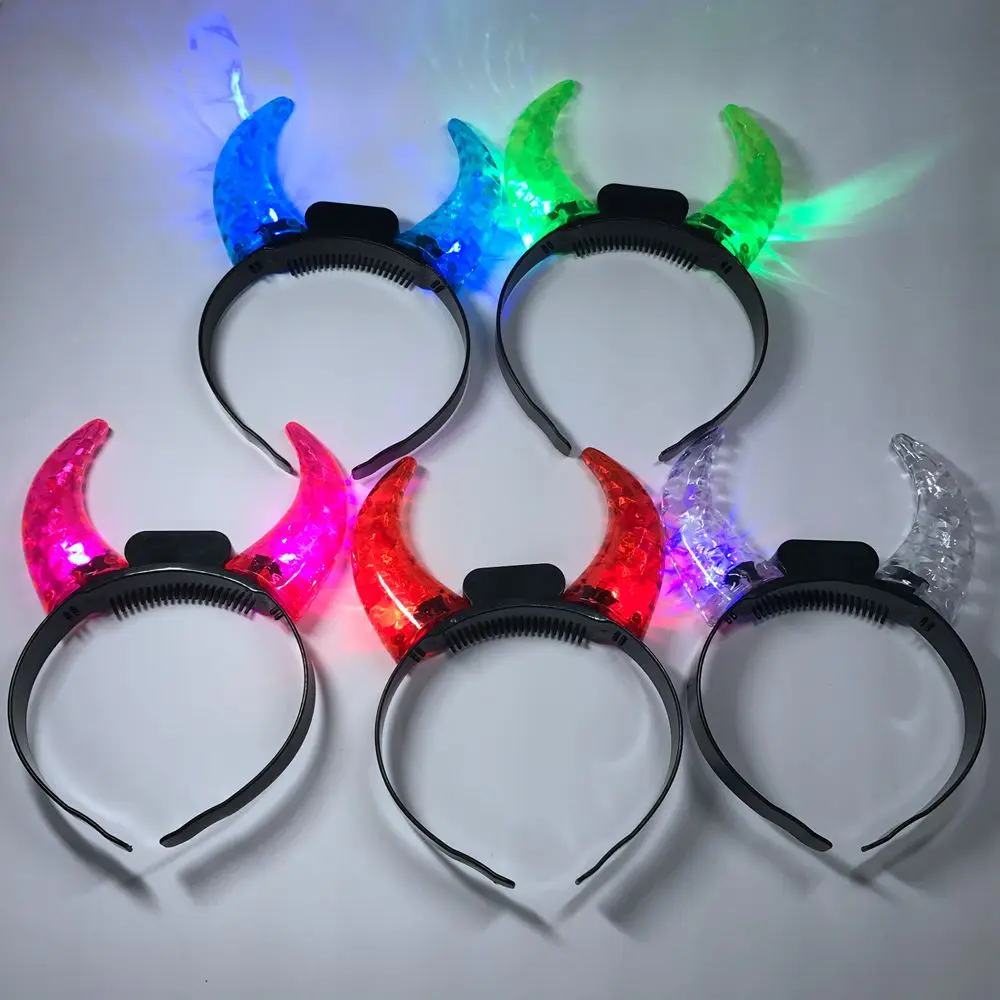 Halloween Party Supplies Customized Colorful Flashing LED Devil Horns