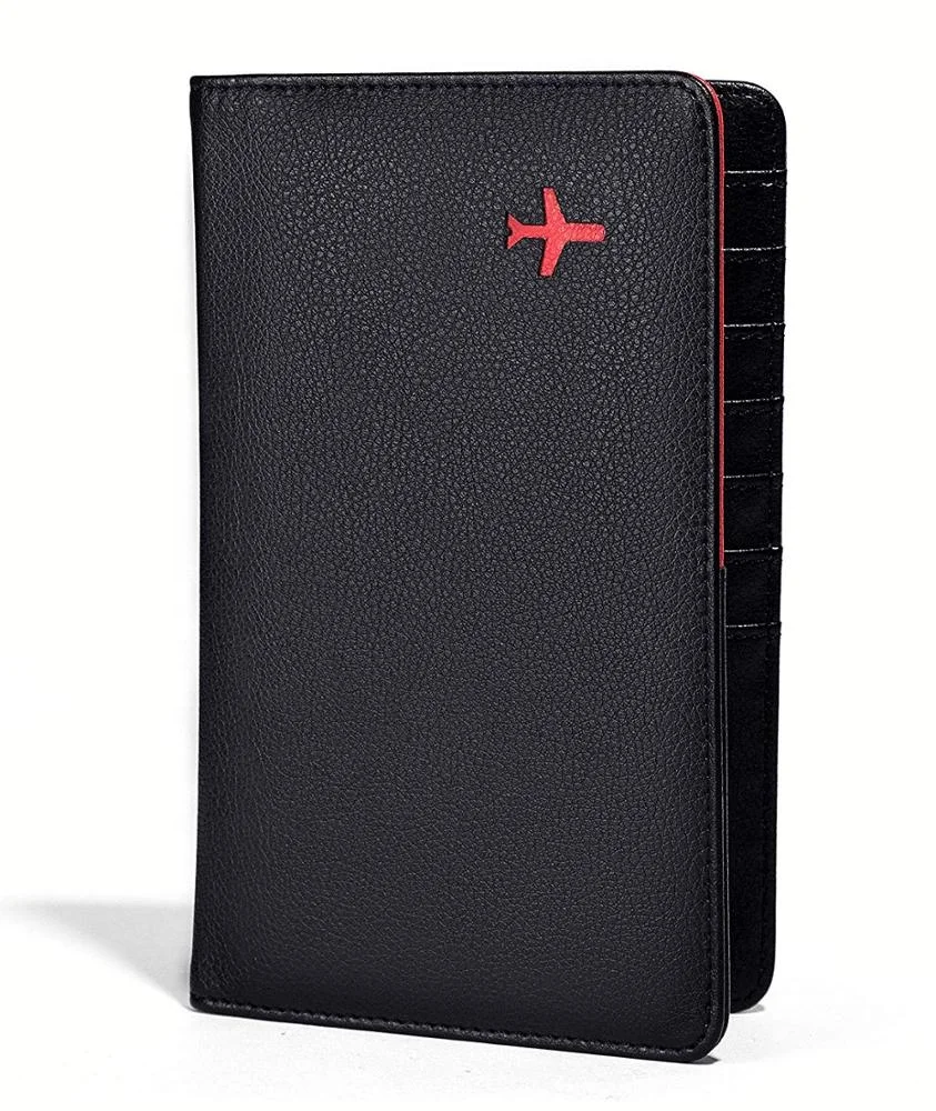 Деловая многофункциональная черная обложка для карт из искусственной кожи, держатель для паспорта, кошелек с петлей для ручки, оптовая продажа