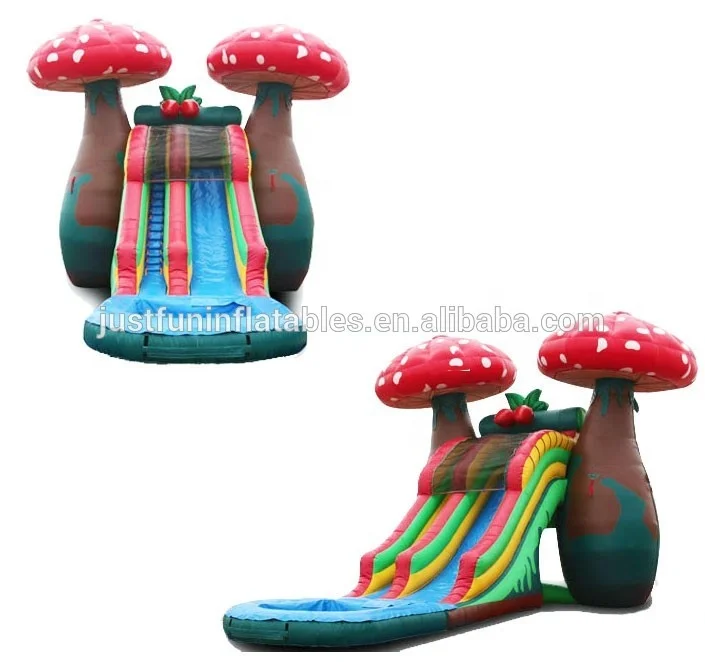 Funny children inflatable mushroom water slides with pool
