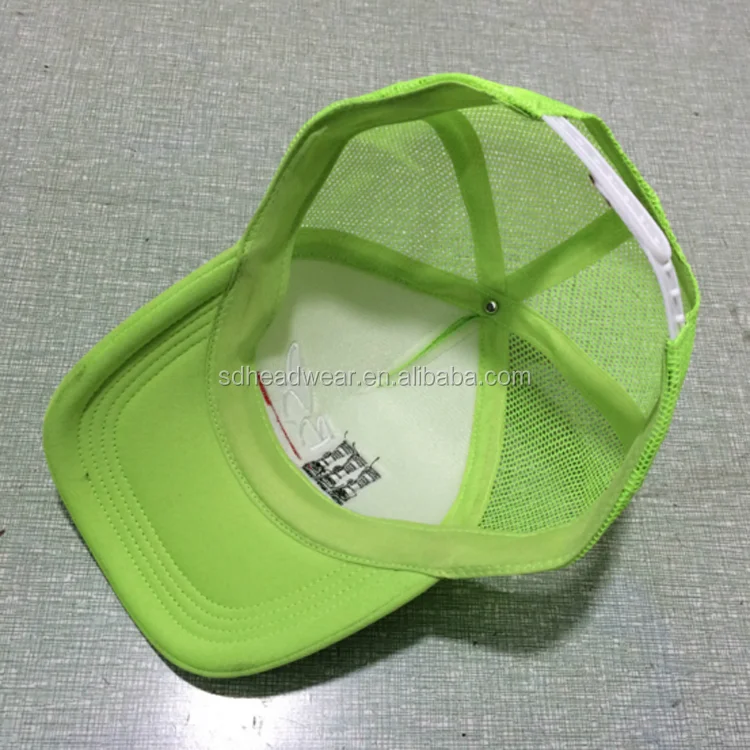Fashion custom logo mesh back embroidery neon green foam trucker cap