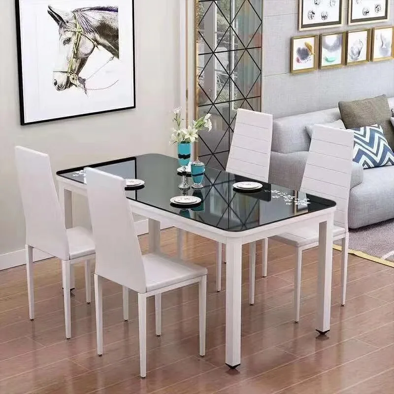 
Modern Furniture Glass Kitchen Dining Dinette Top Dining Set 6 Person 