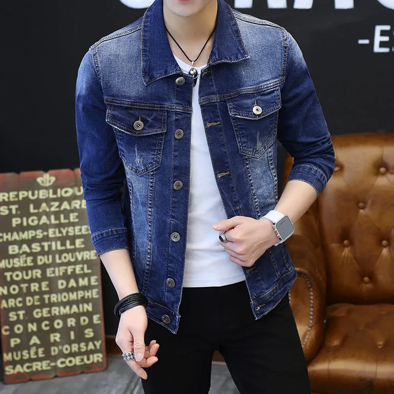 
Bulk Wholesale Casual Clothing Vintage Plain Denim Jeans Jacket For Men 