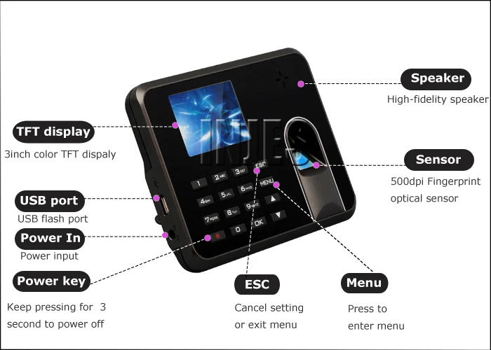 Electronic Date Time Stamp Fingerprint RFID Card Punch Time Clock
