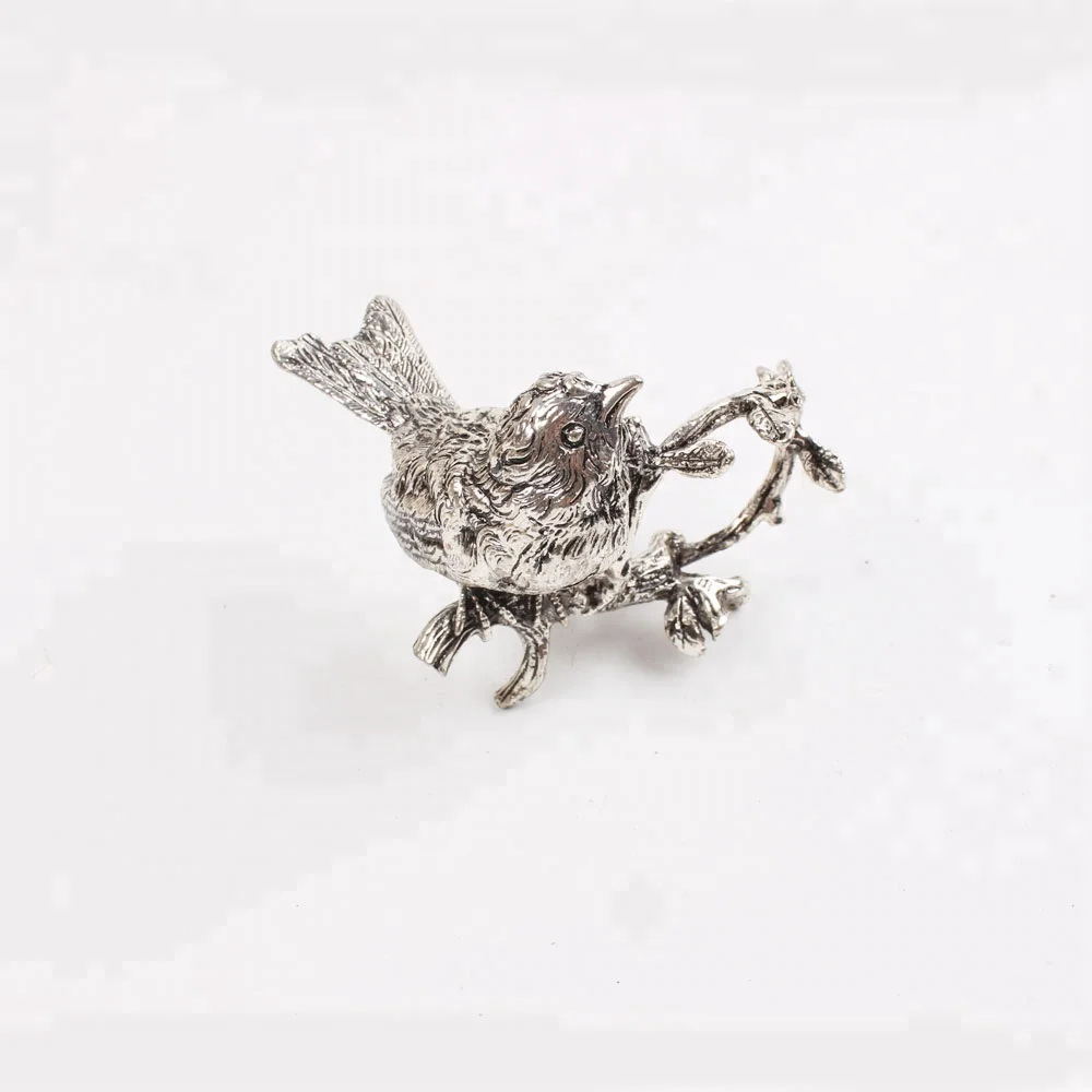 Metal Pewter Song Bird Vintage Napkin Rings For Table Decoration