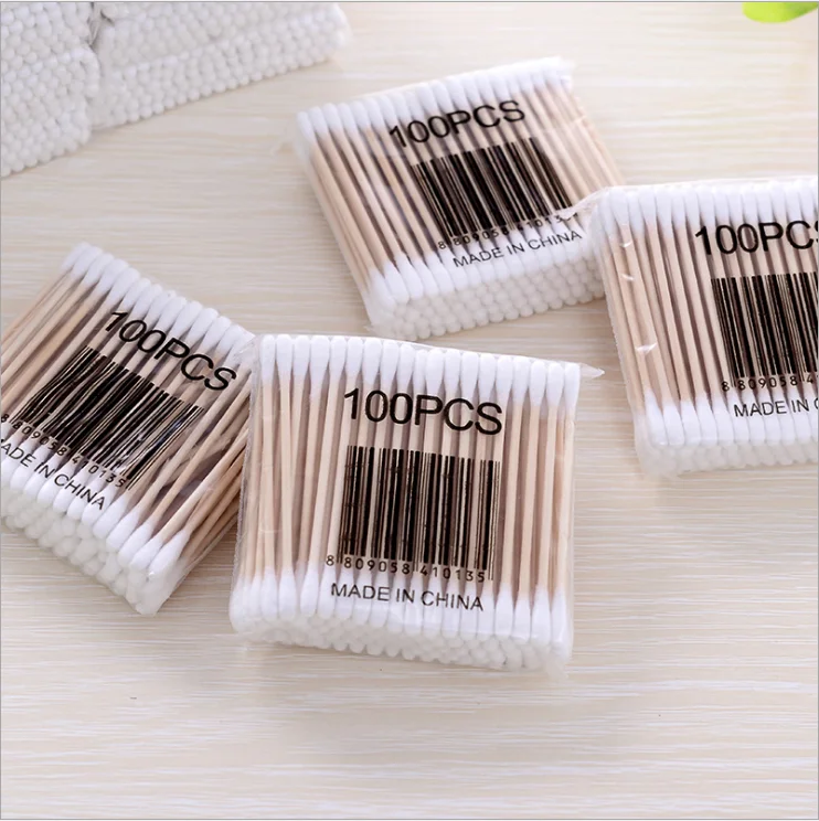 bamboo cotton ear buds in plastic bag packing