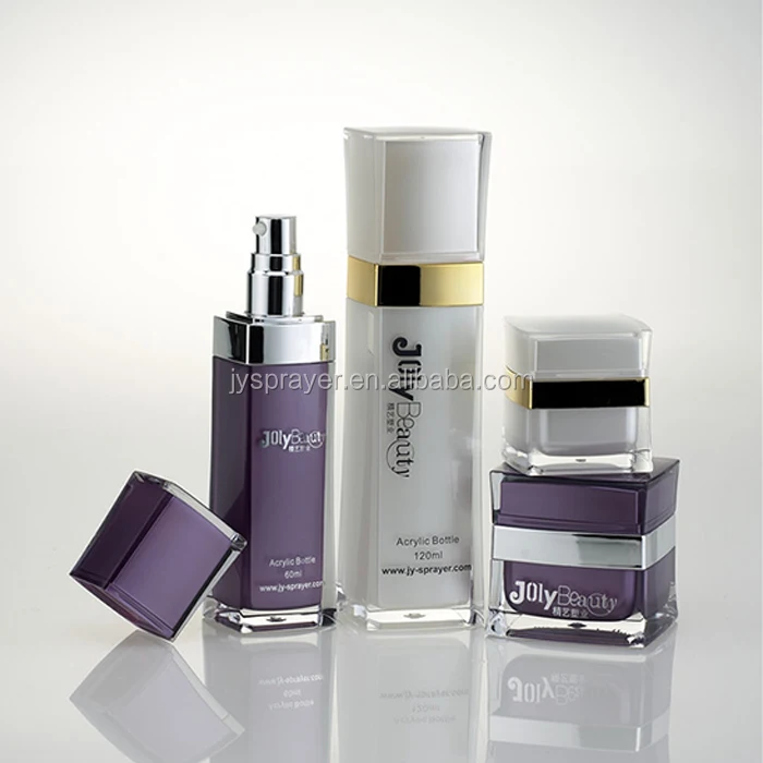 Acrylic cosmetic products pump airless bottles and cap pp inner plastic cosmetoc jars