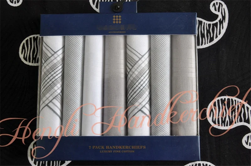 100% cotton men blue gray purple red handkerchief gift box