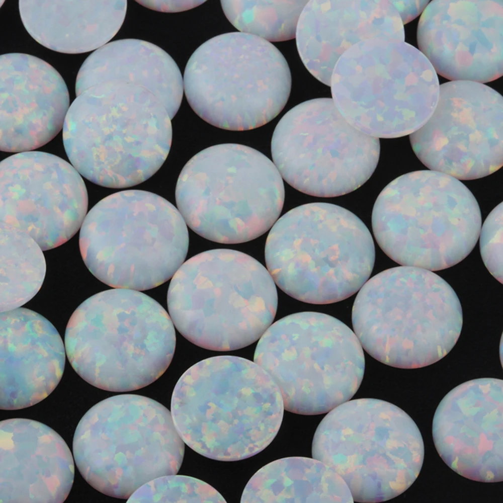 Zhengyong Jewelry Hottest Color OP17 Red and Green Fire Round White Cabochon Opal Stone