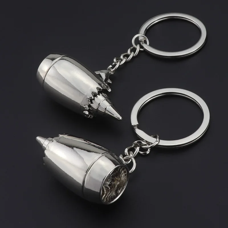 2019 New design creative 3D aeroengine metal key ring Airline gift as promotion custom logo aircraft keyring holder