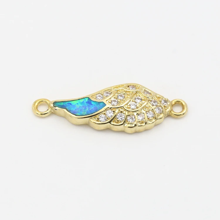 
Link Finding Opal micro paved Jewelry Bracelet Connector , Wing Cubic Zirconia CZ Connector 