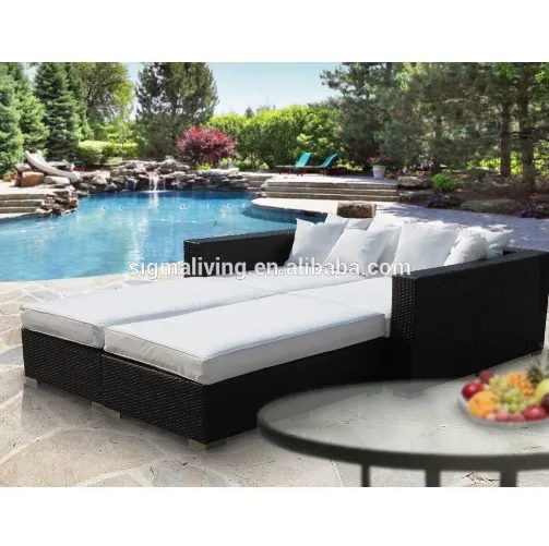Hot sale Widely Used Modern Poolside double rattan outdoor daybed