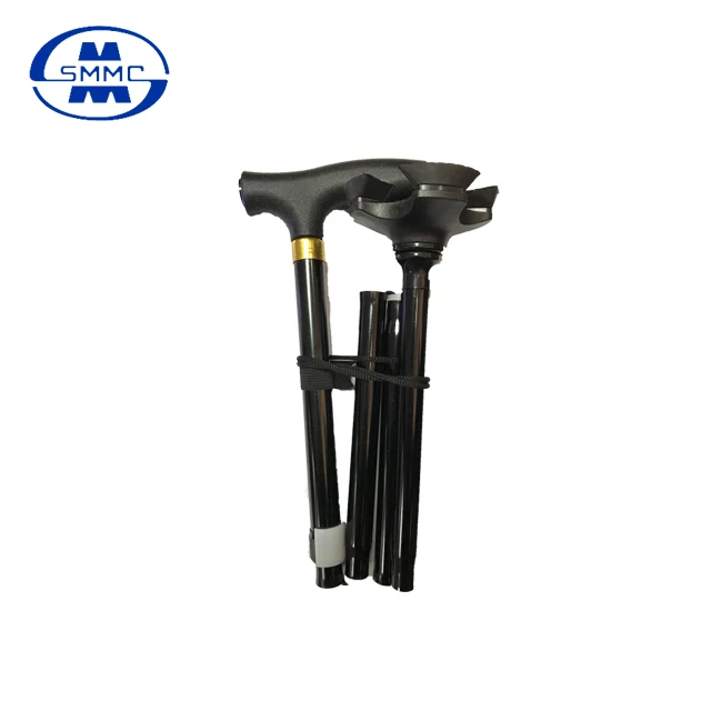 
5-section folding Aluminum Adjustable walking cane stick with rotatable tip for elderly 