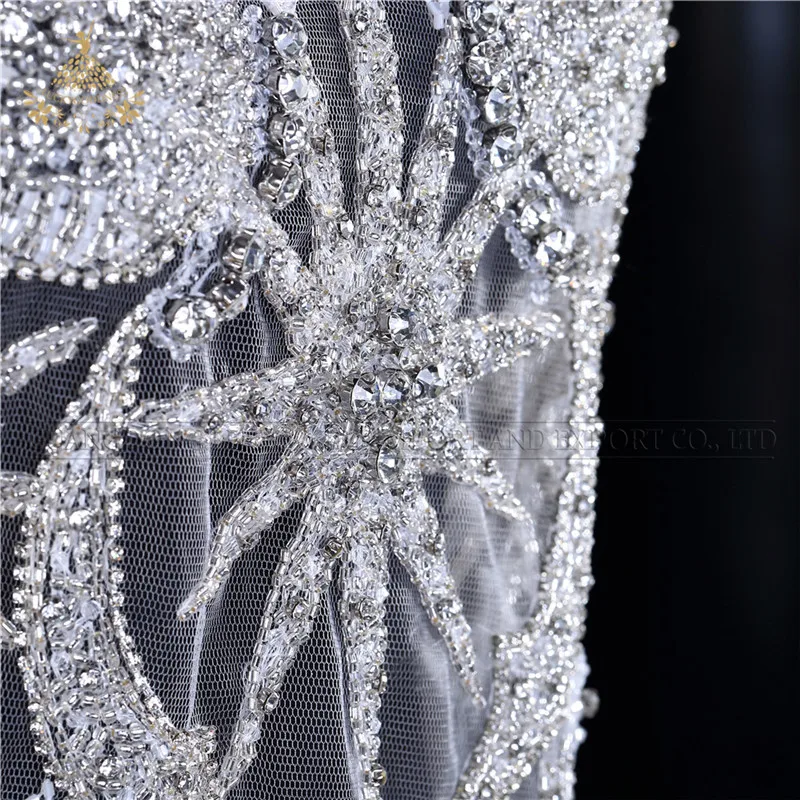 DRA-170 Elegant swan designed handmade elegant beaded evening dress decoration