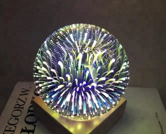 Волшебный стеклянный шар ночник Новый фейерверк 3D 2018 LED украшение Электрический