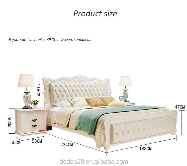 European Luxury royal antique wooden carving bedroom furniture sets genuine leather 5 star hotel bed Customizable