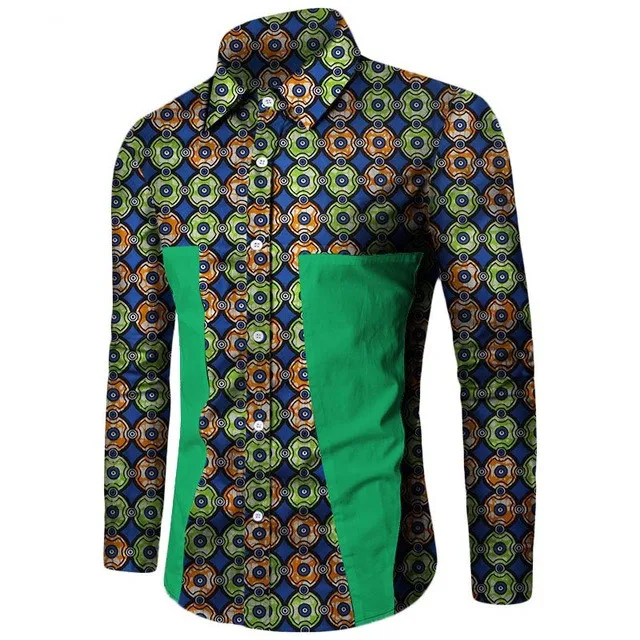 
Plus Size New Summer African Shirt for Men Dashiki Long Sleeve African Clothes Patchwork Casual Style Men Shirt BRW WYN350 