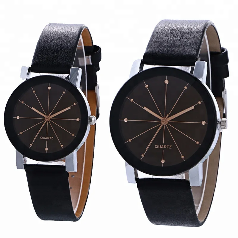 Wholesale sale quality one dollar leather couples wrist watches