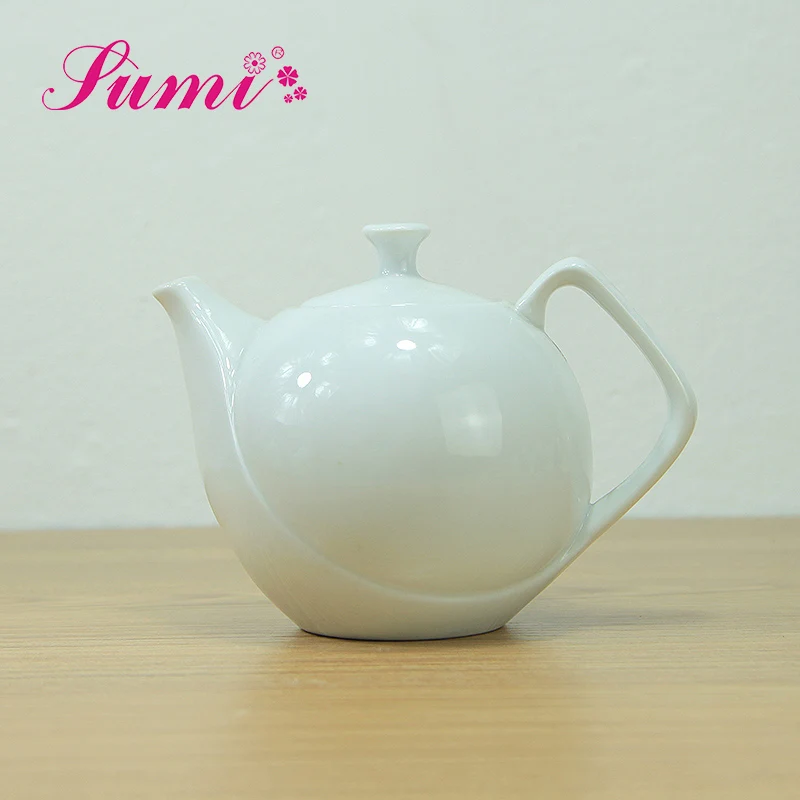 MOQ 200 China supply wholesale hotel restaurant white teapot bulk cheap ceramic teapot