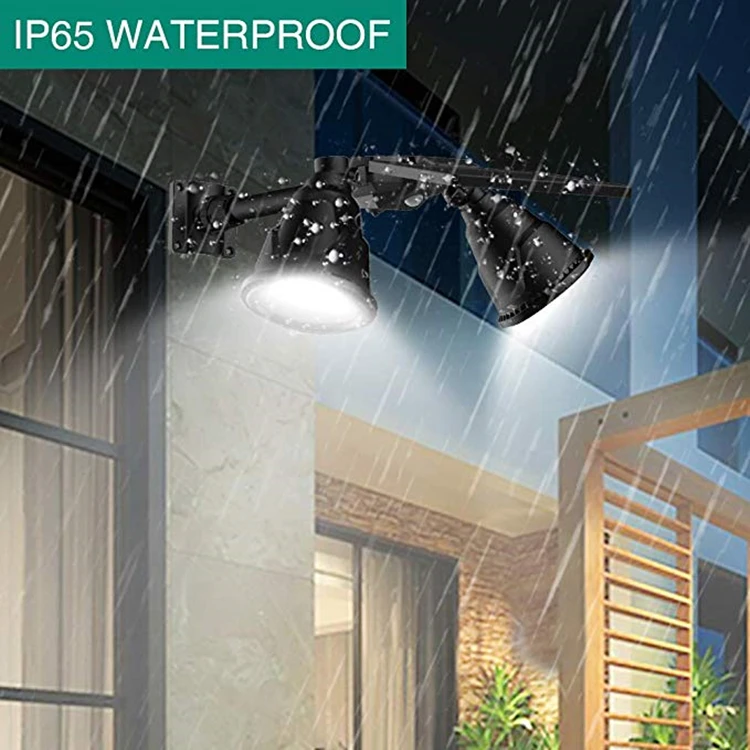 Wide Angle Daylight White Dual-Head Motion Sensor Yard Driveway Solar Light Led Spotlight