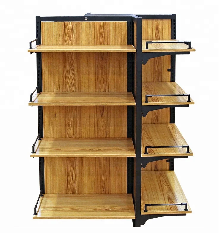 Elegant Design Boutique Shop Display Wooden Gondola Shelving
