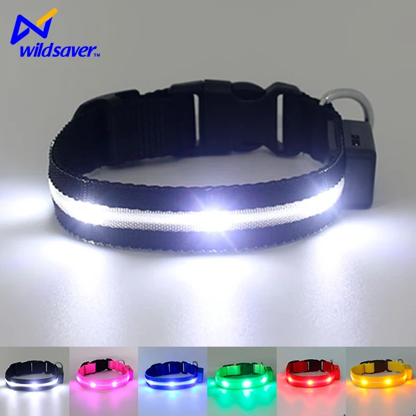 Водонепроницаемый нейлон светодиод мигает ошейник для больших и маленьких собак