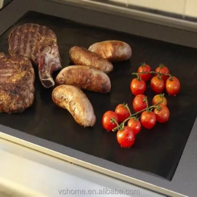 Hot selling  40x33CM BBQ Baking Mat Non-Stick Grill Mat Charcoal & Electric Bake Ptfe Grill Mat