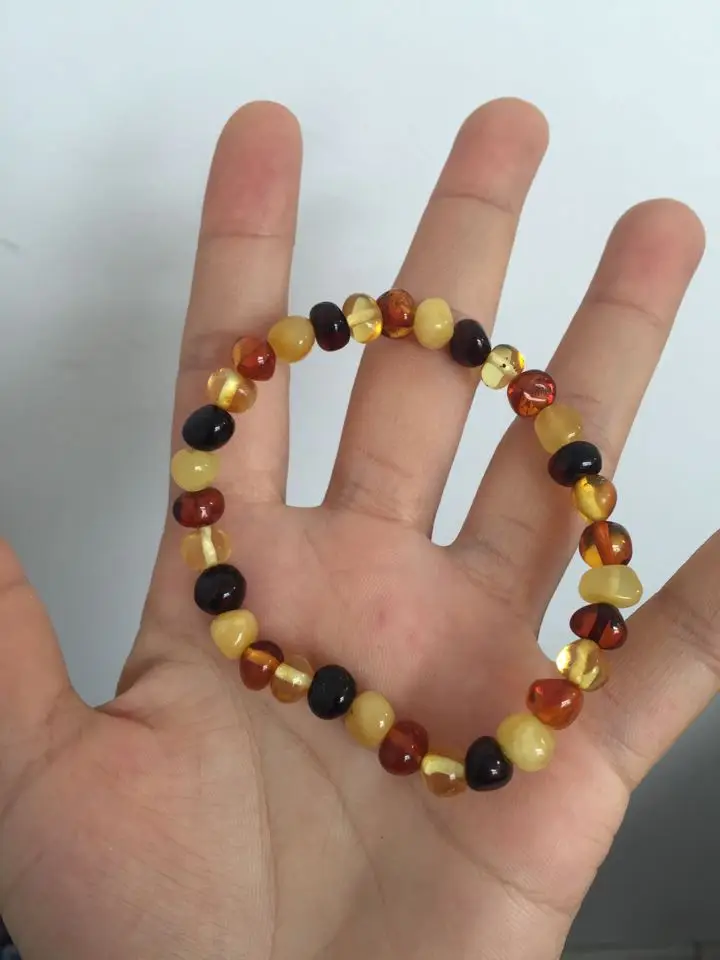 8 Optional 18cm Natural Amber Stones Adult Baroque Genuine Raw Baltic Amber Wholesale Stretch Beaded Bracelet
