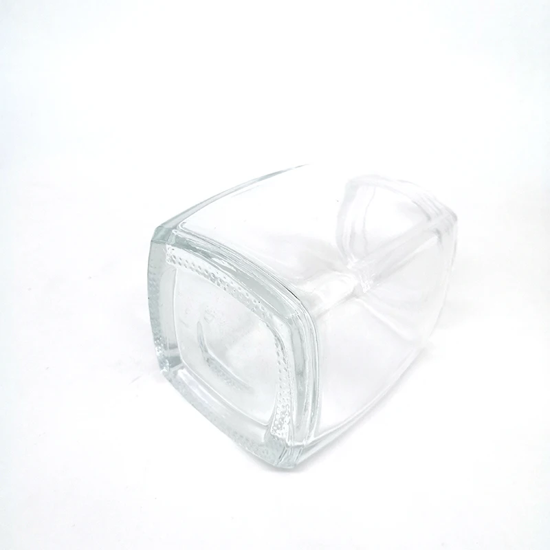 High quality empty square glass jar for honey with screw lid