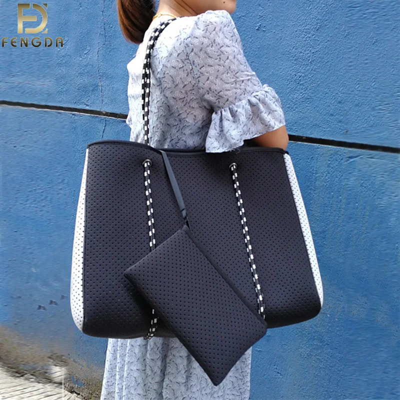 High Quality Designers Handbags Big Capacity Neoprene Bags Handbag Women Lady Button Thread OPEN