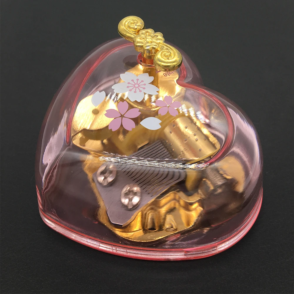 Небольшая музыкальная подарочная коробка в форме сердца, пластиковая Музыкальная шкатулка на заказ, с днем рождения