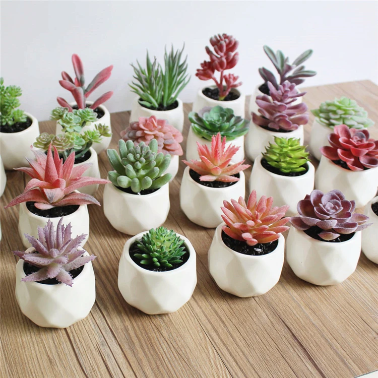 
China wholesale small size artificial plants potted succulents for desk decoration 