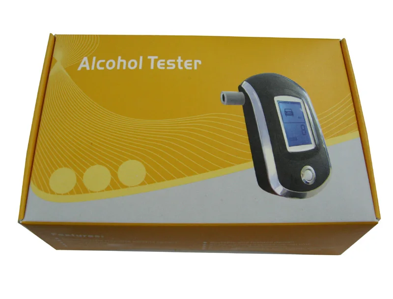 High Quality Professional Black Alcohol Tester AT-6000 With Blue Backlight and Mouthpieces