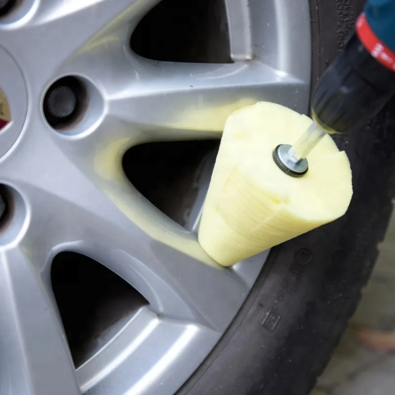 Car Wheel Yellow Umbrella shape Polishing Waxing Cleaning Power Foam Cone Dual Action mini Polisher