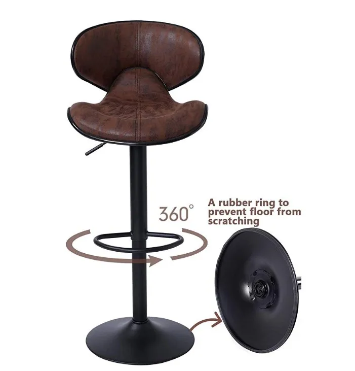 
Adjustable Swivel Bar stool Chairs with Back Pub Kitchen Counter Height Brown Bar Stools 