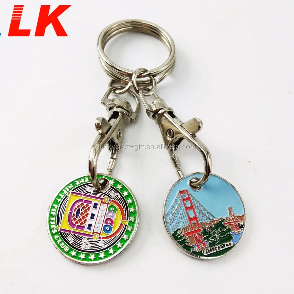 Round Shaped Shopping Trolley Coin Car Key Holder with logo