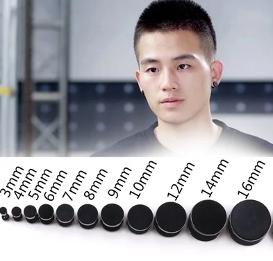 Round earrings double sides barbell ear stud men women fashion jewelry dumbbell earrings