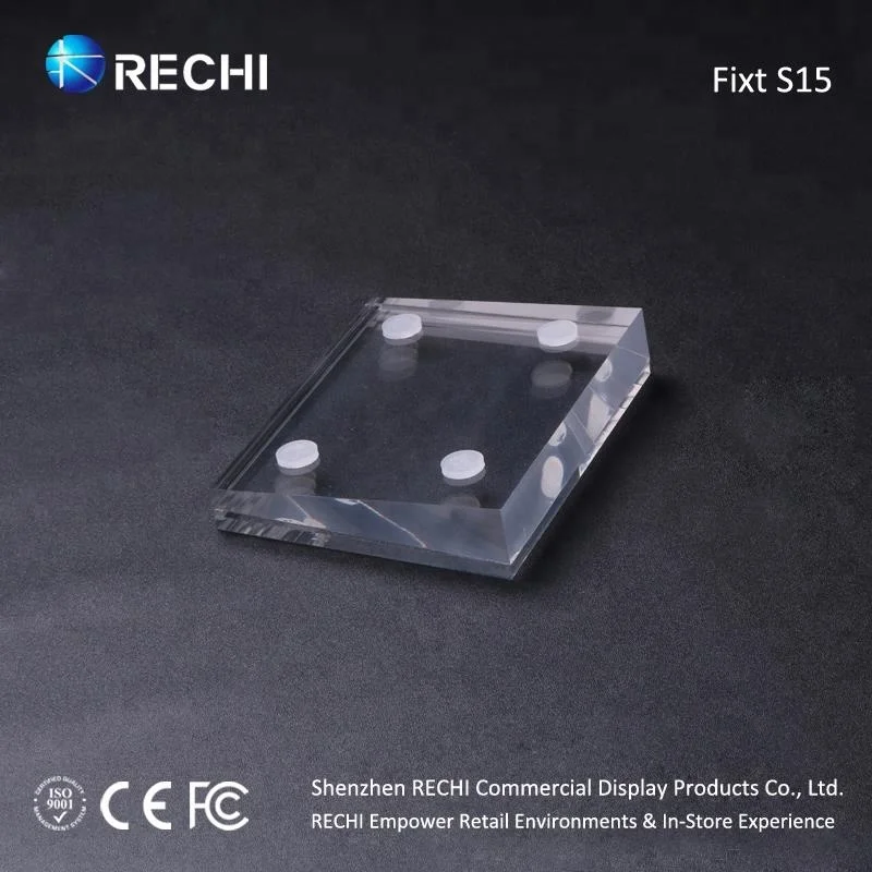 RECHI Retail Visual Merchandising Counter Clear Acrylic Sign Holder Display Block for Mobile Phone Acrylic Price Tag