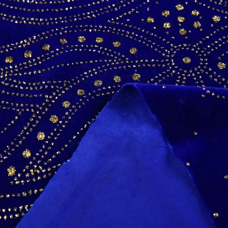 New desgin 100% polyester woven micro foil velvet african dubai 5000 dyed glitter sequins abaya velvet fabric for dress