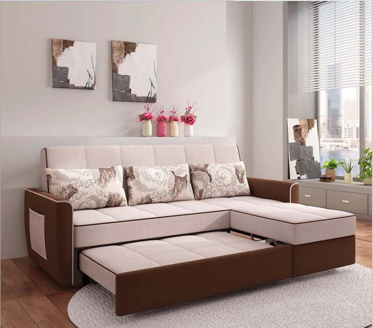 Modern storage corner custom folding double deck cover adjustable couch sleep fabric sofa bed