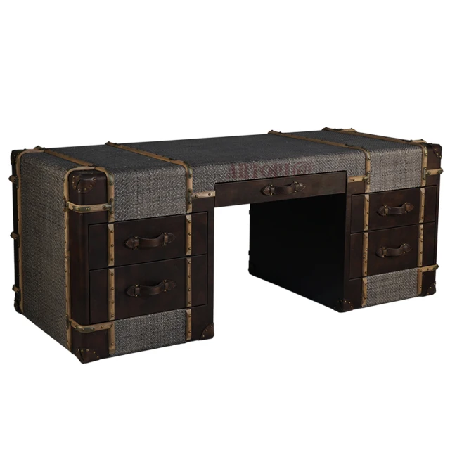 Classic furniture rattan office table retro leather desk vintage designer office table